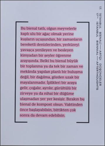 17. İstanbul Bienali – Artçı Düşünceler (Katalog)