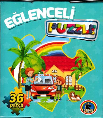 Eğlenceli Puzzle (36 parça) Turkuaz Kutu