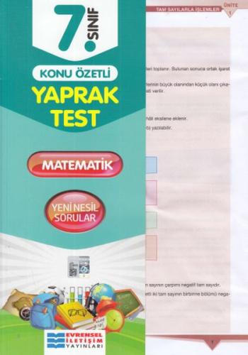 Evrensel 7. Sınıf Matematik Konu Özetli Yaprak Test (Yeni)