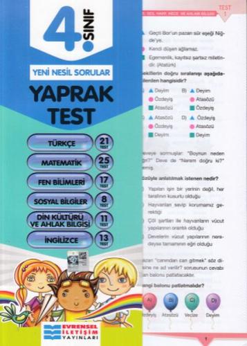 Evrensel İletişim 4. Sınıf Tüm Dersler Yaprak Testler (Yeni)