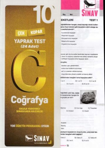 Sınav 10. Sınıf Coğrafya Çek Kopar Yaprak Test (Yeni)