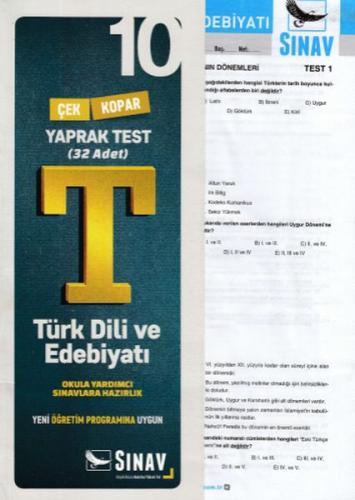 Sınav 10. Sınıf Türk Dili ve Edebiyatı Yaprak Test (Yeni)