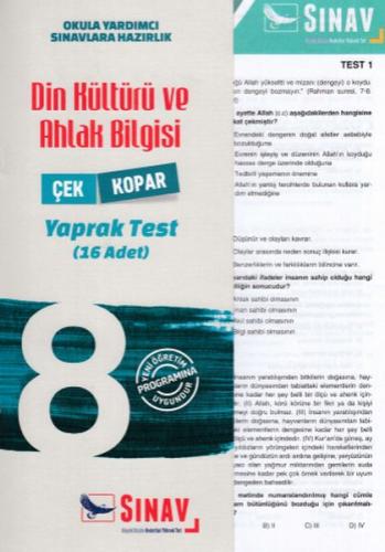 Sınav 8. Sınıf Din Kültürü ve Ahlak Bilgisi Çek Kopar Yaprak Test (Yen