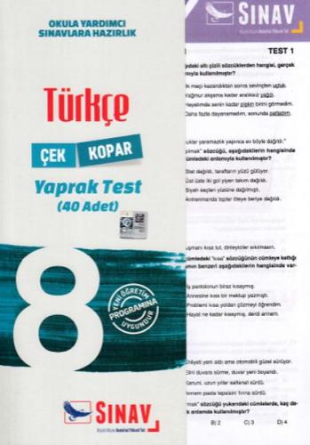 Sınav 8. Sınıf Türkçe Çek Kopar Yaprak Test (Yeni)