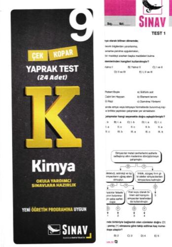 Sınav 9. Sınıf Kimya Çek Kopar Yaprak Test (Yeni)