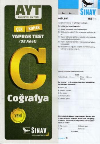 Sınav AYT Coğrafya Yaprak Test (Yeni)