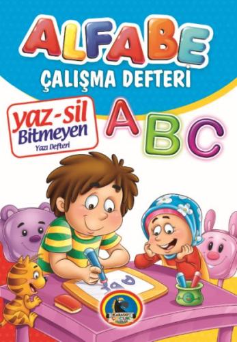 Yaz-Sil Alfabe Bitmeyen Yazı Defteri+Tahta Kalemi